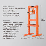 Amocart Hydraulic Shop Press 6T H-Frame Hydraulic Garage/Shop Floor Press Shop Press with Press Plates for Garage Shop Workshop