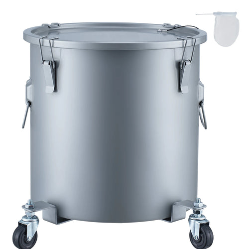 Amocart 10 Gal Fryer Grease Bucket Oil Disposal Caddy with Caster Base Carbon Steel Rust-Proof Coating Oil Transport Container