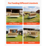 SucceBuy Livestock Hay Feeder 2 in 1 80-Gal Capacity 57.9" Long Goat Pasture Feeding Deeper Feeding Pan for Sheep Sheds Farms