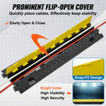 SucceBuy Cable Protector Ramp 1/3/5 PCS 2Channel Heavy Duty Wire Cord Cover Ramp with TPR Flip-Open Top Cover Traffic Speed Bump