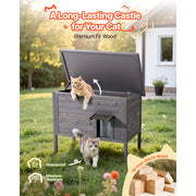 Charger l'image dans la visionneuse de galerie, Amocart Heated Cat House Insulated Wooden House for Outdoor Cats with Heating Pad Openable Asphalt Roof for 1-3 Cats in Winter
