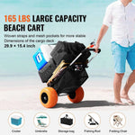 Amocart Beach Dolly with Big Wheels for Sand 165LBS Folding Cart with Cargo Deck Solid Wheel Adjustable Height Cart for Beach