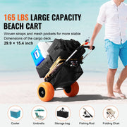 Charger l'image dans la visionneuse de galerie, Amocart Beach Dolly with Big Wheels for Sand 165LBS Folding Cart with Cargo Deck Solid Wheel Adjustable Height Cart for Beach
