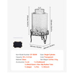 SucceBuy Beverage Dispenser 2.5Gallon Drink Dispensers Glass Juice Dispenser with Metal Stand Stainless Steel Spigot for Parties