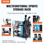 SucceBuy Golf Storage Garage Organizer Other Sports Equipment Storage Rack Outdoor Sport Gear and Toy Storage with Baskets&Hooks