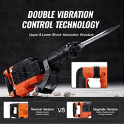 Charger l'image dans la visionneuse de galerie, Amocart Demolition Jack Hammer 3500W Concrete Breaker 2pcs Chisel Gloves for Trenching 1900 BPM Heavy Duty Electric Jack Hammer
