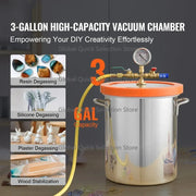 Load image into Gallery viewer, Amocart 3/5 Gal Upgraded Tempered Glass Lid Vacuum Degassing Chamber 304 Stainless Steel for Stabilizing Wood, Resin Degassing
