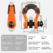 Charger l'image dans la visionneuse de galerie, Amocart 2pcs 3/4" D-Ring Shackle U-Hook Loop Shackles with 7/8" Pin Isolators &amp; Washers for Jeep Off Road Vehicle Recovery
