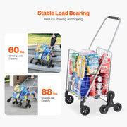 Bild in Galerie-Viewer laden, Amocart 88lbs Folding Shopping Cart Light-weight Storage Stair Climbing Utility Cart with Wheels Outdoor Travel Picnic Handcart
