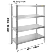 Bild in Galerie-Viewer laden, Amocart 4-Tier Stainless Steel Commercial Storage Rack Shelf for Kitchen Warehouse Garage Storing Kitchenware
