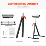 SucceBuy Roller Stand 135lbs/250lbs LBC Adjustable Height with 11.5in Polished Steel Roller Head Woodworking Extension Support