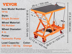 SucceBuy 330/500lbs Hydraulic Lift Table Cart Manual Single Scissor Platform with 4 Wheels and Non-slip Pad
