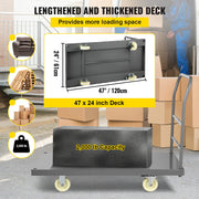 Bild in Galerie-Viewer laden, Amocart Platform Truck 2000lbs Capacity Steel flatbed Tool Cart 47" x 24" x 32" Flat Dolly Hand Trucks with 5" Nylon Casters
