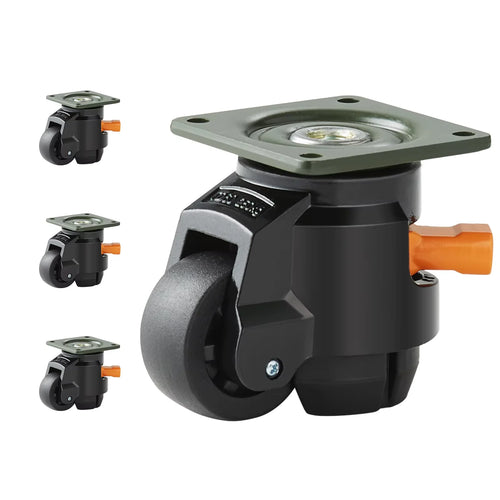 Amocart 4 Pcs Leveling Casters Heavy Duty Swivel Caster Wheels with Handle Design Height Adjustable Feet for Workbench Machine