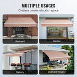SucceBuy Manual Retractable Awning Outdoor  Retractable Sun Shade Water-Resistant Polyester Patio Door Window for Backyard