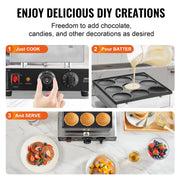 Bild in Galerie-Viewer laden, Amocart Dutch Pancake Maker 9PCS Diameter Dorayaki Baker Machine Commercial Electric Poffertjes Grill Non-stick Stainless Steel
