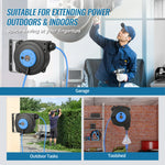SucceBuy Retractable Extension Cord Reel 30FT Lighted Triple Tap Outlet 10 Amp Circuit Breaker 4.5FT Lead-in Cord Electrical Use