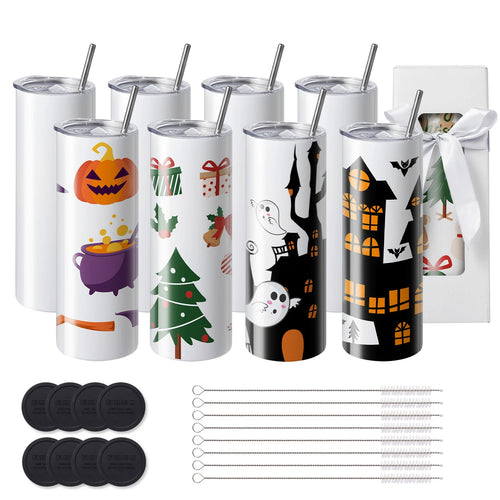Amocart 8/12/14/16/24/50PC Straight Sublimation Tumblers Blank Tumbler Bulk Stainless Steel Double Tumbler Cups Heat Transfer