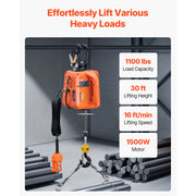 Bild in Galerie-Viewer laden, Portable Power Winch 30 ft Lifting Height for Garage Warehouse Factory Towing Amocart 3-in-1 1100lbs Electric Hoist Winch 1500W
