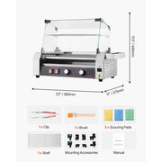 Charger l'image dans la visionneuse de galerie, Amocart 5 7 11 Rollers Hot Dog Roller Stainless Steel Sausage Grill Cooker Commercial Hot Dog Machine with Dual Temp Control

