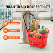 Charger l'image dans la visionneuse de galerie, Amocart 6PCS Shopping Baskets 39L Rolling Shopping Carts with Handles &amp; Wheels Portable  for Supermarkets Retail Stores Grocery
