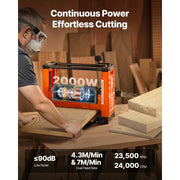 Charger l'image dans la visionneuse de galerie, Amocart Thickness Planer 2 Speed 13-in Width Three-Blade 2000W 23500 RPM Powerful Motor Woodworking for Hard&amp;Soft Wood Material
