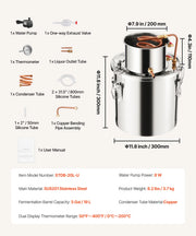 Bild in Galerie-Viewer laden, Amocart Alcohol Still 3 5 8Gal Stainless Steel Water Alcohol Distiller with Copper Coil Home Brewing Refining Fermentation Kit
