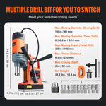 Amocart 1300W/1400W Magnetic Drill Press 2" Boring Diameter Electric Drilling Machine 810RPM Power Drill