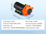 SucceBuy RV Water Pressure Diaphragm Pump 3.3GPM / 3.5GPM / 5.5GPM Adjustable  Priming Sprayer Pump for Camper Marine Boat Lawn