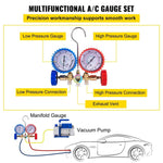 Amocart 3CFM 1/4HP Single Stage Air Vacuum Pump HVAC R134a R12 R22 R410a A/C Refrigeration Kit AC Manifold Gauge R134 Can Tap