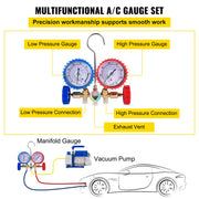 Load image into Gallery viewer, Amocart 3CFM 1/4HP Single Stage Air Vacuum Pump HVAC R134a R12 R22 R410a A/C Refrigeration Kit AC Manifold Gauge R134 Can Tap
