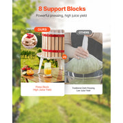 Load image into Gallery viewer, 6L 12L Fruit Wine Press Solid Wood Basket with 8 Blocks Heavy Duty Manual Juice Maker Cider Apple Grape Making Press
