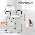 SucceBuy Shower Chair with Back Adjustable Height for Bathtub Non-slip Bathroom Bench Seat for Elderly Disabled 350 LBS Capacity