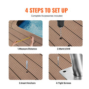 Charger l'image dans la visionneuse de galerie, Amocart Pool Handrail Stainless Steel with Base Plate for Indoor/Outdoor Swimming Pool Safety Railing w/ Grip Cover for Decks
