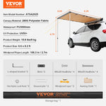 Amocart Vehicle Awning  Retractable Car Side Awning Car Awning with Waterproof Storage Bag  Suitable for Truck SUV Van Campers