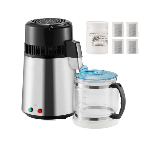 SucceBuy Water Distiller 4L 1.05 Gallon Pure Water Purifier Filter For Home Countertop750W Distilled Water Maker Stainless Steel