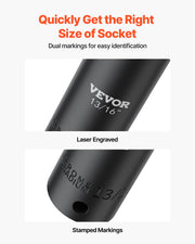 Load image into Gallery viewer, SucceBuy 19 Impact Socket Set 1/2" Impact Sockets Deep Socket 6-Point Sockets 1/2 Inches Drive Socket Impact 3/8 inch 1-1/2 inch
