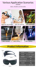 CE EN207 OD6+ 190-540nm Laser Eye Protection Anti-Scratch PC Laser Eyewear for Engraving Marking Industrial Laser Safety Goggle