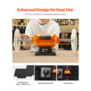 Load image into Gallery viewer, Amocart 1/2HP Bench Buffer Polisher 8inch 1725RPM/3450RPM Dual Speed with 2PCS Cotton Wheels Cast Iron Base for Metal Jewelry
