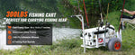Amocart 300/350 lbs Beach Fishing Cart Fish Marine Cart with 2 Wheels 8 Rod Holders Pier Wagon Trolley for Fishing Picnic Sands