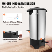 Bild in Galerie-Viewer laden, Amocart 50 Cups Commercial Coffee Urn Stainless Steel Large Coffee Dispenser 1000W Electric Coffee Maker Urn For Quick Brewing
