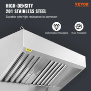 Bild in Galerie-Viewer laden, Amocart 4/5/6/7/8/9FT Commercial Exhaust 201 Stainless Steel Concession Hood Under Cabinet Range Hood Kitchen Vent Hood Sliver
