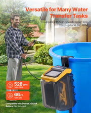 Charger l'image dans la visionneuse de galerie, Amocart Cordless Submersible Water Transfer Pump 528GPH &amp; G3/4" Garden Hose Compatible with Dewalt 20V MAX Battery (No Battery)
