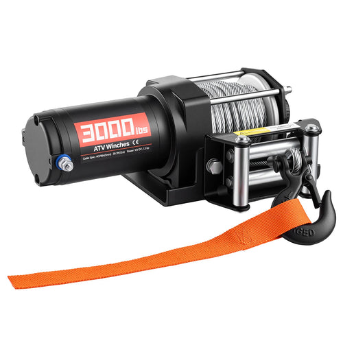 Amocart 3000LBS Electric Winch 12V Wired ATV/UTV Winch with 3/16in x 39.4ft Steel Wire Rope IP55 Waterproof for Towing Off-Road