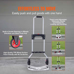 Amocart 176 lbs Folding Hand Truck Dolly Aluminum Stair Climbing Cart with Telescoping Handle Luggage Trolley for Home Shopping