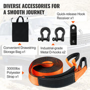 Charger l'image dans la visionneuse de galerie, Amocart Off-Road Recovery Kit 3"x30' Heavy Duty Winch Recovery Kit with 30,000 lbs Tow for ATVs Jeeps Off-Road Vehicles Trucks
