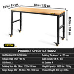 SucceBuy Multi Adjustable Workbench Woodworking Hardwood Work Bench with Power Outlets Foot Pads for Workshop Office Home Use