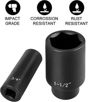 Load image into Gallery viewer, SucceBuy 19 Impact Socket Set 1/2" Impact Sockets Deep Socket 6-Point Sockets 1/2 Inches Drive Socket Impact 3/8 inch 1-1/2 inch
