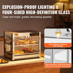 SucceBuy 2-Tier Commercial Food Warmer Display 800W Display Warmer 86℉~185℉Temperature 58L Hamburger Pizza Bread Fried Chicken