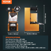 Bild in Galerie-Viewer laden, Amocart Fully Automatic Cup Sealing Machine 500-650 Cups/H Cup Sealer Machine fit 190mm Tall &amp; 90/95mm Cup for Milk Boba Tea
